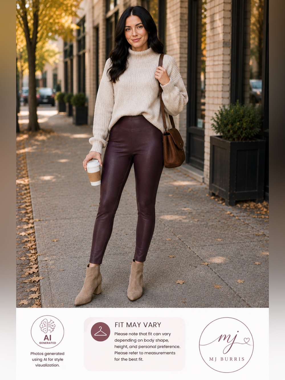 White House Black Market Vegan Leather Runway Legging Size 10 Burgundy WHBM